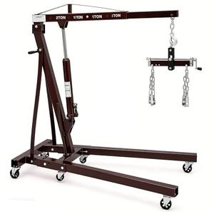 2 Ton Folding Hydraulic Engine Hoist with Lever, Folding Engine Shop Crane Hoist Lift, Heavy Cherry Picker with 6 Wheels for Garage, Workshop, Coffee