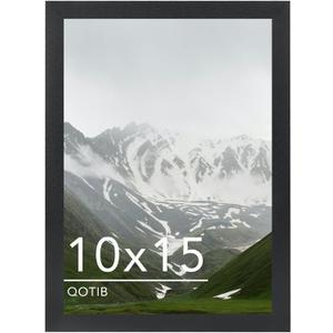 10x15 Picture Frame Black for Wall Mounting, Horizontal and Vertical Formats for Wall Hanging, Wood 10x15 Frame, Black, 1 Pack