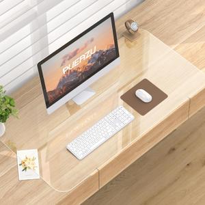 Clear Desk Mat, 23.6"x15.7" inch Large PVC Desk Protector Pad, Waterproof Non-Slip Round Edge Wipeable Writing Mat, Table Protector for Home Office