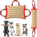 Libima 2 Pcs Dog Pillow Tug Toy Dog Pillow with Strong Handles Tug of War Training Tools Toy Linen Pad for Puppy Young Small Medium Pets Interactive Play Training