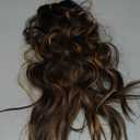 KooKaStyle Invisible Wire Hair Extensions with Transparent Headband Adjustable Size 4 Secure Clips Long Wavy Secret Wire Hairpiece 20 Inch Chestnut Brown with Blonde Highlights for Women