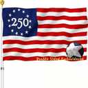 Embroidered USA 250 Anniversary Betsy Ross Flag Double Sided 3x5 Outdoor 2 Ply - US 250th the United States Flags Heavy Duty 210D Nylon for America Patriotic Celebrations