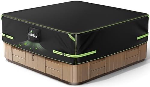 Uirway 600D Square Hot Tub Cover 76L x 76W x 20H [2025 Upgraded Heavy Duty Fabric] Outdoor Waterproof SPA Covers for Hot Tub, New Super Windproof Straps, Hot Tub Winter Cover Protector with Anti-UV, Square