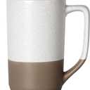 16 OZ Large Coffee Mug, Two Color Combination Big Ceramic Tea Cup with Square Handle with Black Speckled for Men Women Restaurant Home Office Hot Drinks, White