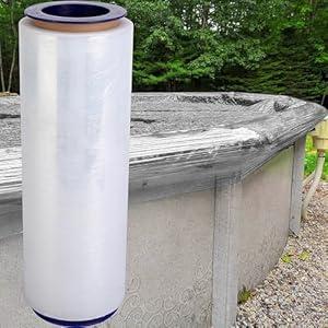 Watayo 800 Ft Winter Pool Cover Seal for Above Ground Pools- Good Air-Tightness Pool Cover Seal Wrap- Shrink Film Stretch Film Wrap for a Variety of Pools to Keep Clear (Clear)