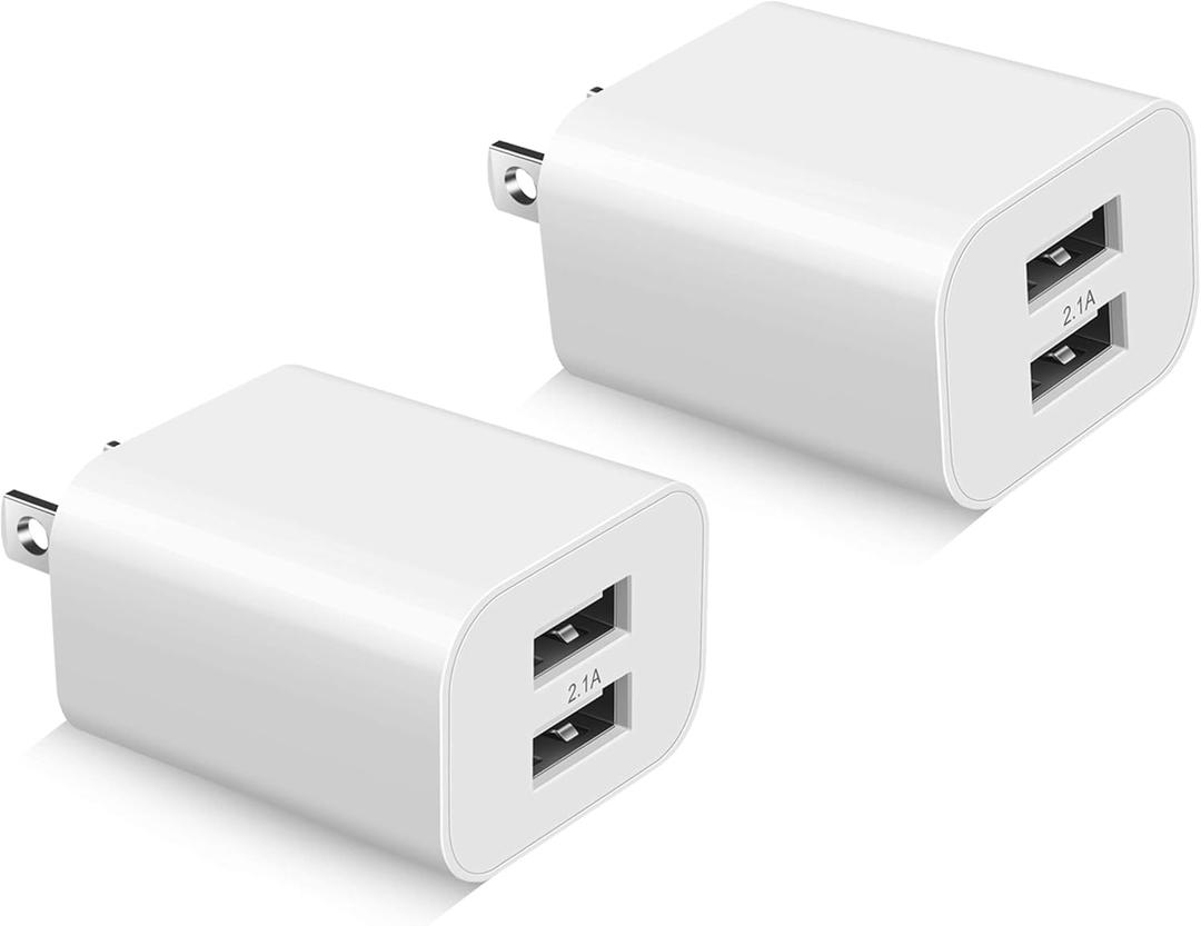 USB Wall Charger Block 2Pack Dual Port Cube Plug Power Charging Adapter Brick for Apple,for iPhone 16/17/Air/15/14/13/12/XS Max/XR/X/8/8 Plus/7/6,foriPad Mini/Air,for Samsung,for Kindle Fire,for LG