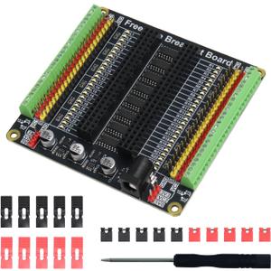 Freenove Universal Breakout Board Compatible with Arduino Nano Micro Raspberry Pi Pico 1 2 W ESP32 ESP8266, Terminal Block Shield HAT with Pin Header, GPIO Status LED, 5 V 3.3 V