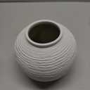 Rustic Farmhouse Vase Home Decor - 6 in Ceramic Boho Rustic Ribbed Whitewash
