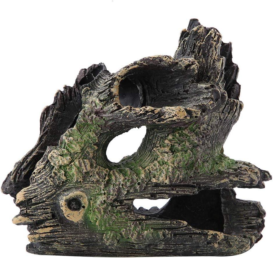 Tyenaza Trunk Aquarium, Aquarium Driftwood Ornaments Resin Wood Trunk Fish Tank Decoration Betta Fish Hideout Caves Decorations for Turtles, Reptiles (St-004c)