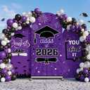 WovWeave Graduation Arch Backdrop Stand Cover Set of 3-4ft 5ft 6ft Grad Arch Cover Photo Booth Backdrop Decorations for Graduation Party Decor Supplies (Purple,Class of 2026)