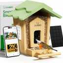 Smart Bird Feeder with Camera, 2K Video Bamboo Bird Feeders with Solar Powered, IP65 Waterproof, AI Birds ID for 10,000+ Species, WiFi Birdhouse Camera for Birds Watching Gifts