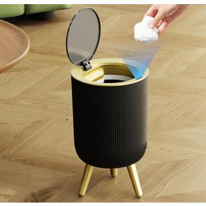 stonespace Motion Sensor Bathroom Trash Can, Small Wastebasket Touchless Trash Bin, Automatic Trash Can for Bathroom, Kitchen, Bedroom, Living Room, Office, 2.4 Gallon, Black and Gold