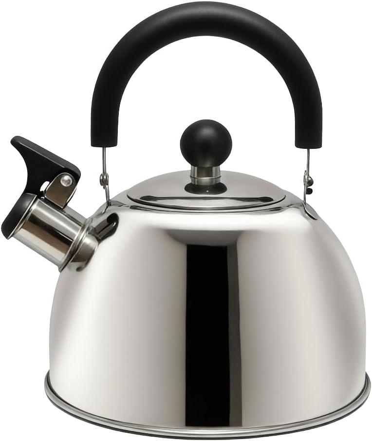 Lily's Home 2 Quart Whistling Tea Kettle, Stainless Steel Stovetop Kettle for Gas & Induction Tops, Classic Whistle Spout, Cool-Touch Handle for Safe Pouring - Perfect for Home, Kitchen, Dorm