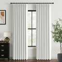 100% Blackout Shield Linen Look Textured Pinch Pleated Curtains Blackout Drapes 96 Inch Long 2 Panels Set, Faux Linen Blackout Curtains for Bedroom & Living Room, 40" W x 96" L, Bright White