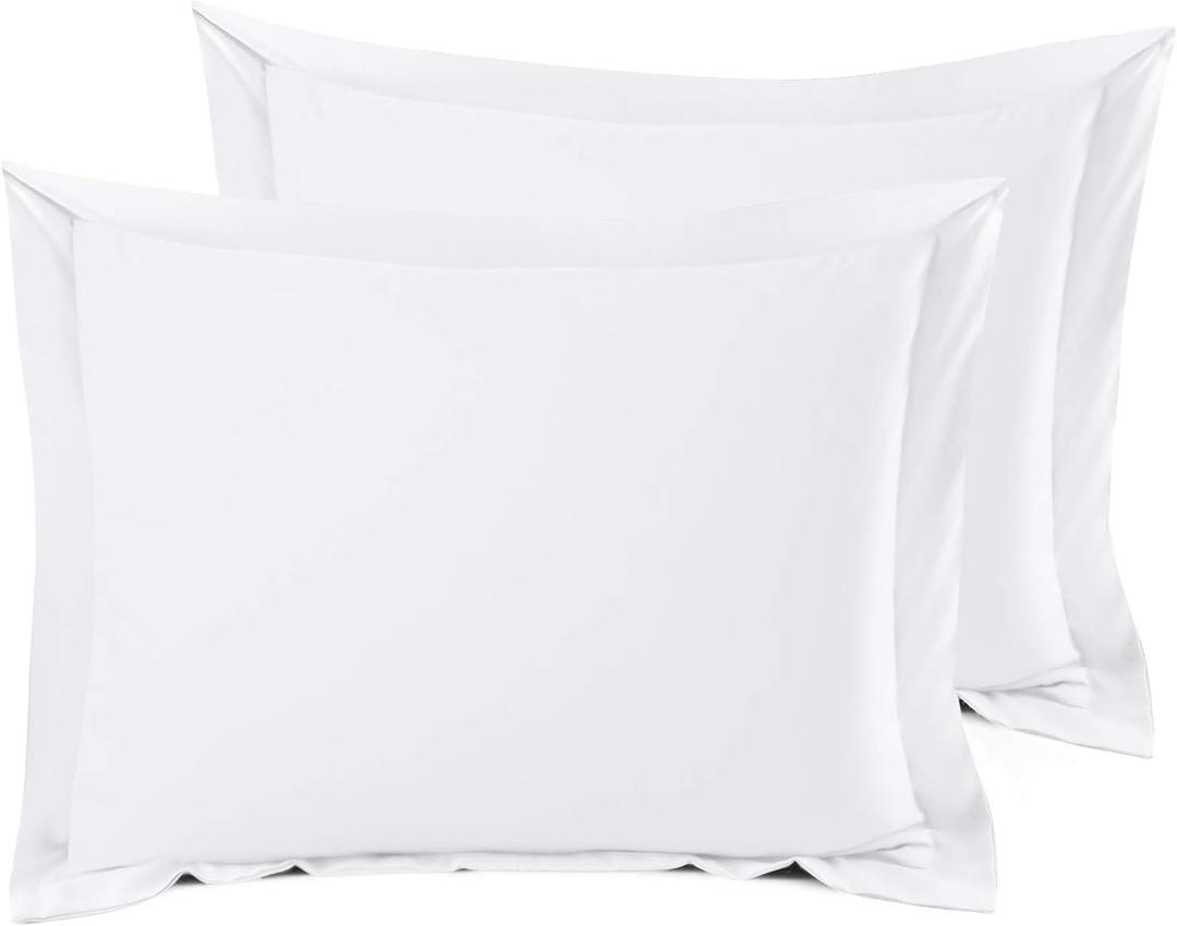 Nestl Soft Pillow Shams Set of 2 - Double Brushed Microfiber Pillow Covers - Hotel Style Premium Bed Pillow Cases, with 1.5 Decorative Flange, Standard 20"x26" - White