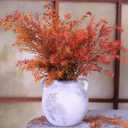 Rustic Ceramic Two-Handle Jar Vase, Vintage Farmhouse Decorative Flower Pot, Small Boho Tabletop Centerpiece for Pampas Grass, Eucalyptus, Living Room, Dining Table and Entryway Dcor (Gray)