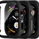 Adorve Compatible with Apple Watch Series 11 46mm Screen Protector/Series 10 46mm Case, Hard PC Face Cover with Tempered Glass Overall Protection Anti-Scratch Bumper Cases for iWatch Accessories (Black/Black/Black)