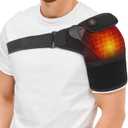 Cordless Shoulder Heating Pad, Heated Shoulder Brace for Rotator Cuff Frozen, 3 Heat Levels, 3000mAh Rechargeable Battery, Shoulder Wrap for Pain Relief Deep Tissue for Men Women (Black)