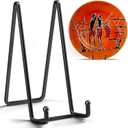 IPAME 10 Inch Large Plate Stands for Display - Metal Plate Holder Display Stand + Small Easels Picture Stand for Book, Platter, Plaque, Photo Frame, Tabletop Art (2 Pack, Black)
