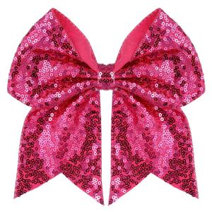 Large Big 7 Inch Glitter Bow Clip Sequin Bling Party Hair Accessories for Women Teens Girls Kids 1 Pcs (Hot Pink)