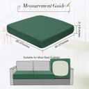 Newwiee Set of 4 Stretch Patio Cushion Covers Sofa Couch Seat Chair Slipcovers Cushion Cover Replacement Furniture Protector for Pets Washable(Pine Green,Seat Cover,Solid)