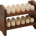 Egg Holder Countertop, Egg Storage and Egg Container for 36 Eggs, Fresh Egg Holder Countertop, Stackable Shelf Display Holder for Kitchen,Cute Egg Holder with Rustic Style, Light Brown
