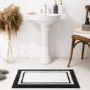 GRANNY SAYS Microfiber Bathroom Rugs Non Slip Washable, Water Absorbent Bathroom Mats for Tub Non Slip, Soft Bath Mats for Floor & Shower, Bath Rug, 16" x 24", Black Bath Rug