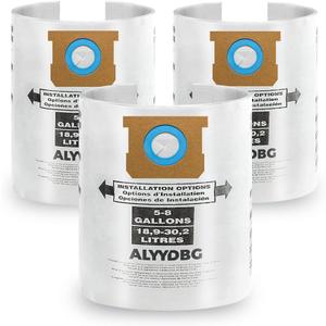 3 Pack Shop Vac 5-8 Gallon Filter Bags, ALYYDBG Type E - 90661 906-61 9066100 9066133; Type H 90671 9067-1 9067100 9067133 Vacuum Cleaner Filter Bags