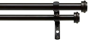Exclusive Home Curtains ER1025-03 3672 Topper Double Curtain Rod and Finial Set, 36"-72", Matte Bronze