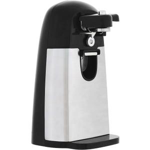 Amazon Basics 3-In-1 Electric Can Opener, Bottle Opener and Knife Sharpener with Stainless Steel Blade, Magnetic Lid Holder, Safe, Easy to Use, Powerful, Sleek Design, 50W, Black, Large