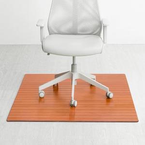 41" x 42" Bamboo Office Chair Mat for Carpet & Hardwood Floor 5mm Thick, Non-Slip Felt Backing for Rolling Chairs, Easy Glide Floor Protector Mat for Home Office & Gaming