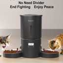 Automatic Cat Feeder 2 Cats, 4.2L Dry Food Auto Dispenser with Double Bowls,Dual Power Supply,Programmable Portion Control,10s Voice Recorder(Black,Stainless Steel Bowls) (Pure Black)