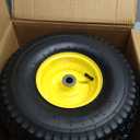 15x6.00-6 Tire and Wheel Assembly (2 Pack),Replacement Riding Lawn Mower Front Tires - With 3" Centered Hub and 3/4" Bushings (Extra 5/8" Bushings) (Yellow)