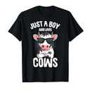 Just A Boy Who Loves Cows Farmer Kids Cow Toddler Boys T-Shirt, 2T