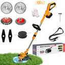 Weed Wacke Weed Eater Compatible with DEWALT Battery, String Trimmer Lightweight with 4 Types Blades, 3 in 1 Brush Cutter/Grass Trimmer/Lawn Edger Brushless Motor