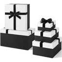 Cholemy Black Valentine Velvet 5 Pcs Square Gift Boxes with Lid and Ribbon Assorted Size Nesting Decorative Box Wrap for Present Wedding Graduation Birthday Anniversary Party Favor