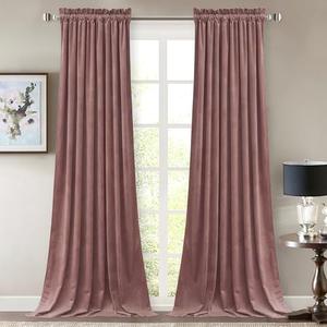 StangH Mauve Rose Velvet Curtains for Bedroom, Nursery Girls Home Decor Room Darkening Thermal Insulated Window Door Panels for All Seasons Living Room, W52 x L90, 2 Panels