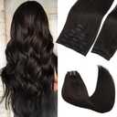 GOO GOO Clip in Hair Extensions Real Human Hair, Remy Human Hair Extensions Clip ins for Women, Natural Human Hair, 22inch 150g 9Pcs, 2 Dark Brown