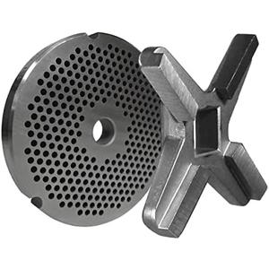 National Band Saw #32 Meat Grinder Plate and Knife Set – Compatible with Hobart, Biro, Enterprise, LEM, Tor Rey, and More – 1/8 Inch Hole Plate, Raised Edge Knife for Commercial Grinding Equipment
