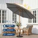 9ft Outdoor Patio Umbrella, Market Table Umbrella with Crank and Easy Push Button Tilt, Wood Grain Frame, UPF 50+ for Pool, Garden, Deck, Backyard
