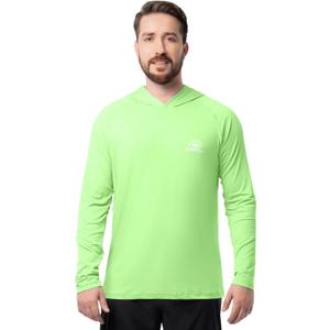 ColdPruf Men's Sunpruf Long Sleeve Performance Sun Protection UPF 30 Hooded Shirt (Green) XL
