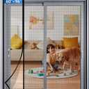 Magnetic Screen Door Mesh Left Right Side Opening Upgraded PET Material Mesh Stronger Than Fiberglass and Polyester,Keep Bugs Out,Pet & Kid Friendly,Hands Free,Fit Door Size 60" X 96" (Black)
