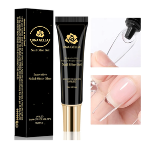 UNA GELLA Solid Nail Glue Gel 15ml Lamp Curing Needed Solid Soak Off U V/LED Lamp Required Super Strong Glue For Fake Acrylic Soft Gel Nail Tips Press On Nails Art Extension
