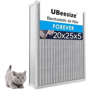 UBeesize 20x25x5 Reusable Air Filter HVAC AC Furnace Filter,Washable, Lasts a Lifetime,Permanent Filter,For Lennox (X6673), Honeywell (FC100A1037),Carrier,and More(Actual Size:19.88x24.72x4.33Inch)
