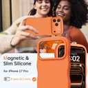 BENTOBEN Magnetic for iPhone 17 Pro Case 2025, Slim Silicone Cute Curly Wavy Edge [Compatible with Magsafe] Shockproof Drop Protective Bumper Women Girly Phone Cover for iPhone 17 Pro, Cosmic Orange