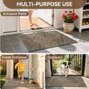 Door Mat Indoor Outside Entrance 24"x35", Low-Profile Non Slip Outdoor Inside Doormat Entryway Mat, Dirt Resistant Absorbent Front Porch Welcome Entry Mats, Washable Easy Clean, Brown
