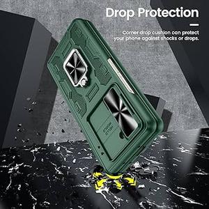 VEGO for Galaxy Z Fold 5 Case with Stand, 360°Ring Magnetic Kickstand & Hinge Protection & Front Screen Protector & Camera Cover & Belt Clip Holster Cover - Green