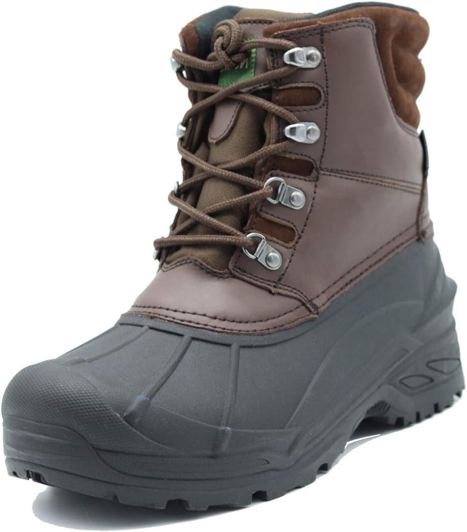Men's Winter Snow Boots Waterproof Non-Slip Insulated Warm Safe and Durable Outdoor Ski Classic Suede, Non-Slip Rubber Outsole, Cushioned EVA InsolesMid-Calf Height Boots (8, Brown (Nh01))