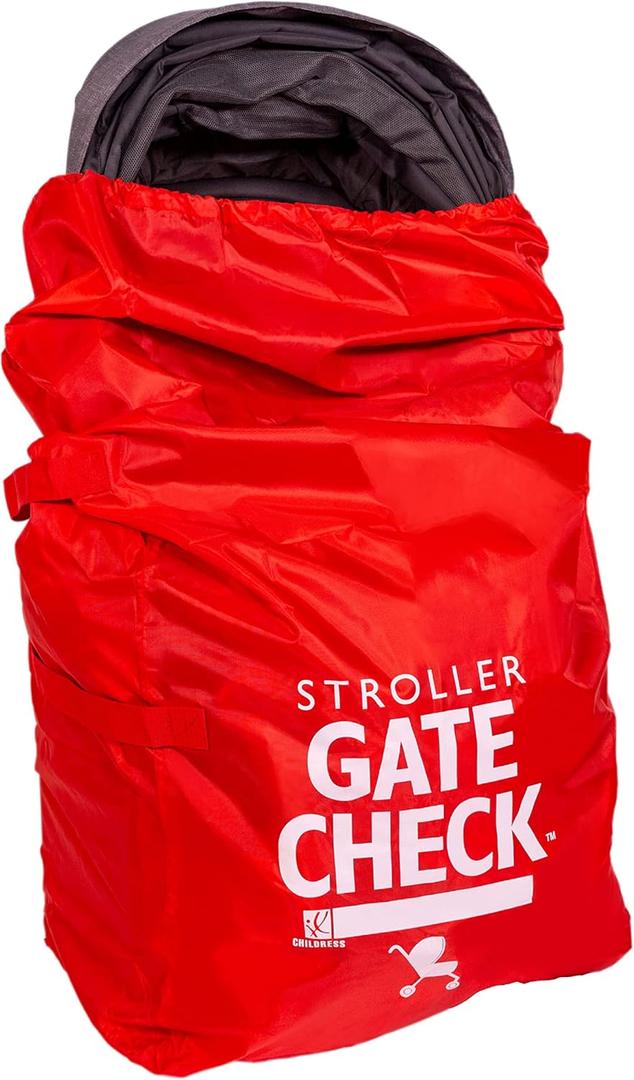J.L. Childress Gate Check Bag for Single & Double Strollers - Stroller Bag for Airplane - Large Stroller Travel Bag for Airplane - Air Travel Stroller Bag (Red)
