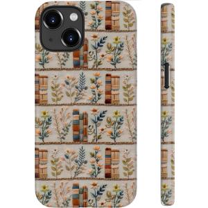 for iPhone 14 Plus Case Cute - Wireless Charging Compatible - Dual-Layer Hard Shell + Silicone Cover - Aesthetic Protective Phone Case for Women - Vintage Floral Bookish